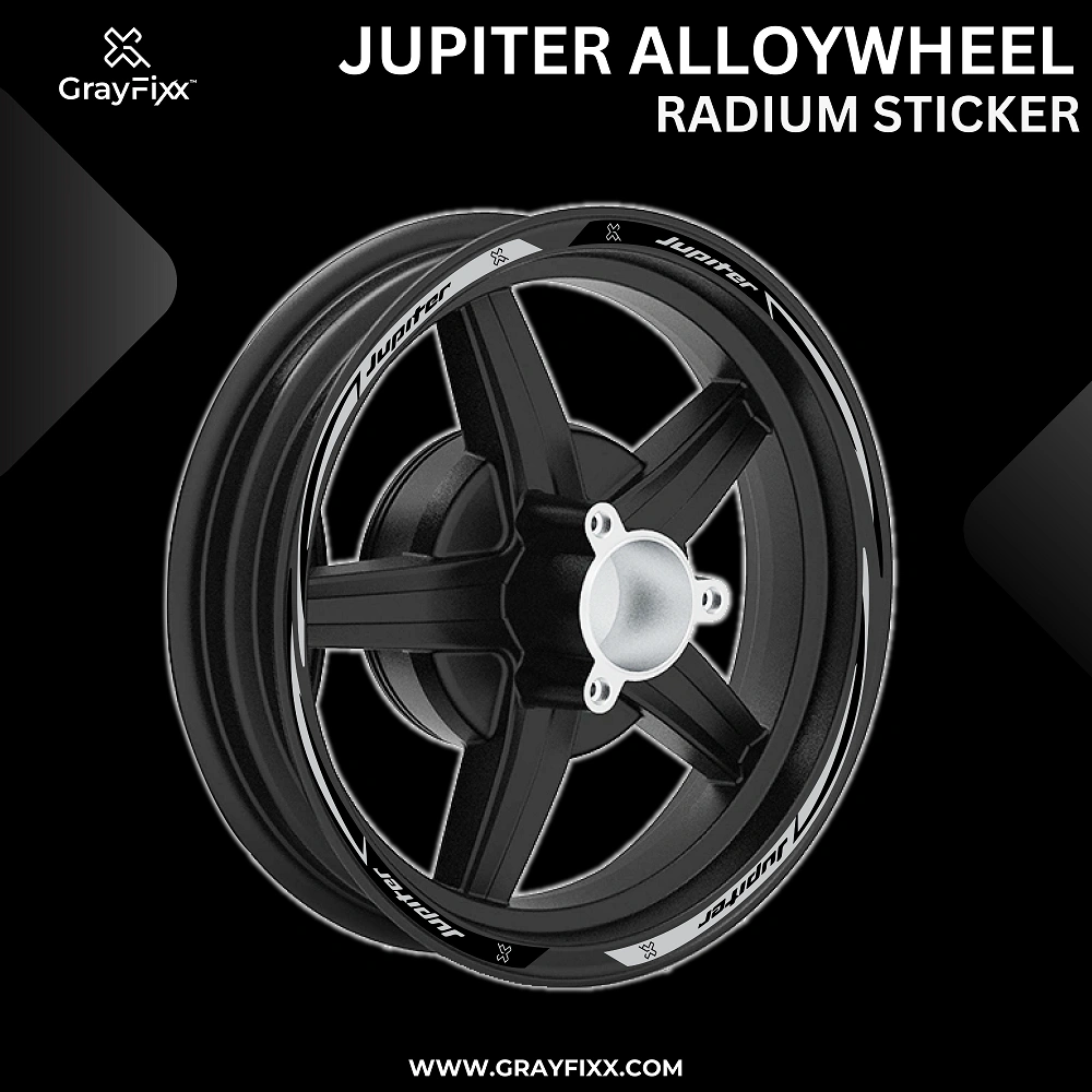 Alloy Wheel Radium Sticker for Jupiter | Made in Premium Radium with FPF (Fade Protection Film), Precut Sticker, Waterproof, Pack of 1